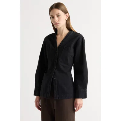 Modern Citizen Emmett Structured-sleeve Denim Jacket In Black