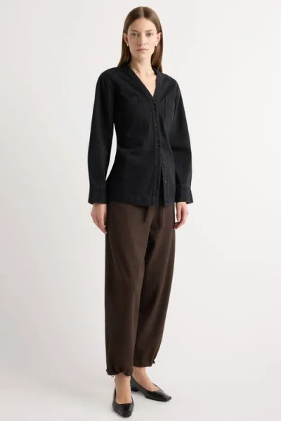 Modern Citizen Emmett Structured-sleeve Denim Jacket In Black