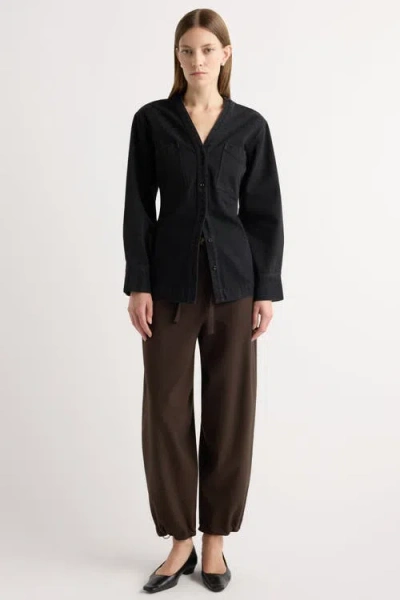 Modern Citizen Emmett Structured-sleeve Denim Jacket In Black