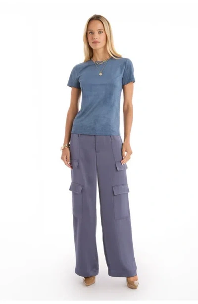 The Noli Shop Amaya Suede T-shirt In Blue