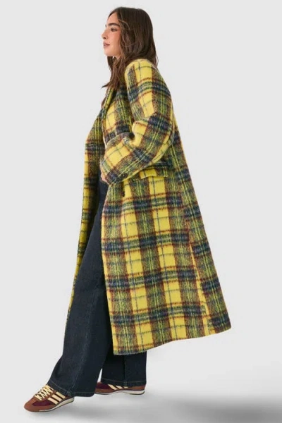 Nasty Gal Checked Wool Blend Maxi Coat In Multi