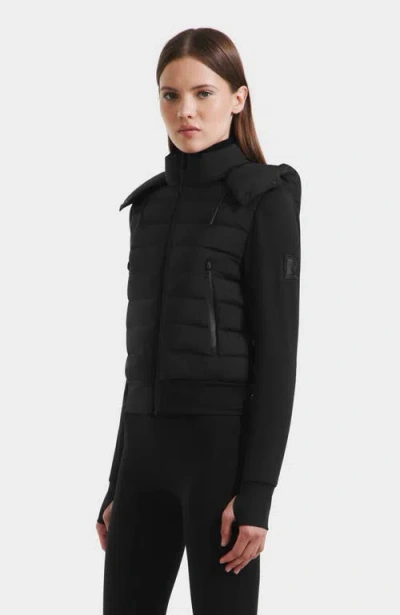 Rudsak Cassa Light Down & Neoprene Crop Jacket In Black