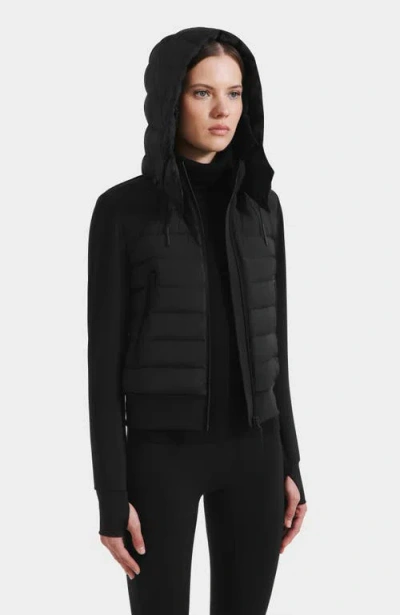 Rudsak Cassa Light Down & Neoprene Crop Jacket In Black