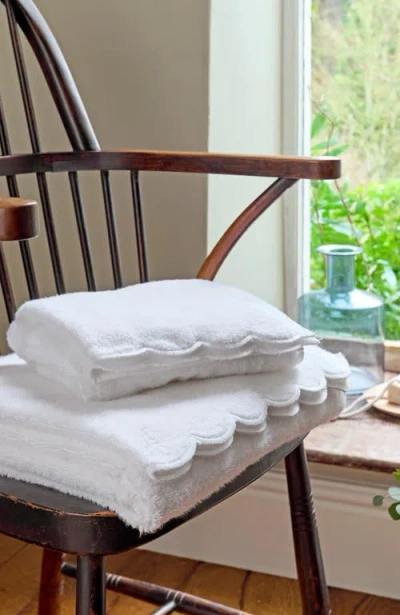Christy Scallop Edge Luxury Turkish Cotton Hand Towels In White