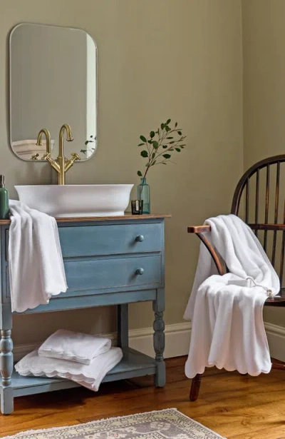 Christy Scallop Edge Luxury Turkish Cotton Hand Towels In White