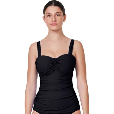 Profile By Gottex D-cup Shirred Underwire Tankini Top In Tutti Frutti Black In Black