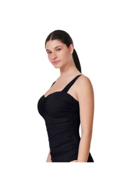 Profile By Gottex D-cup Shirred Underwire Tankini Top In Tutti Frutti Black In Black