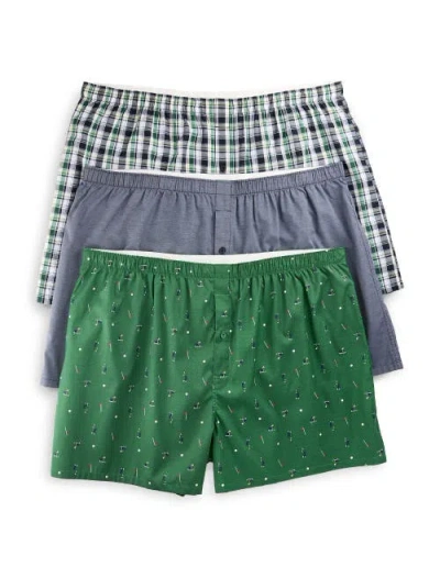 Harbor Bay By Dxl Big & Tall 3-pk 4.5 Inch Woven Boxers In Multi