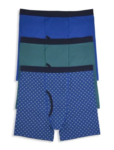 Harbor Bay By Dxl Big & Tall 3-pk Stretch 4 Inch Boxer Briefs In Blue