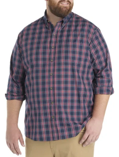 Harbor Bay By Dxl Big & Tall Easy-care Plaid Sport Shirt In Blue