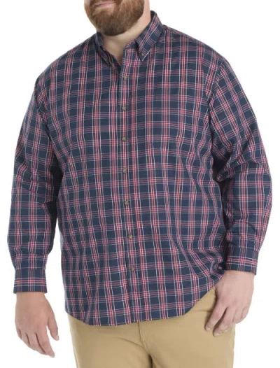 Harbor Bay By Dxl Big & Tall Easy-care Plaid Sport Shirt In Blue