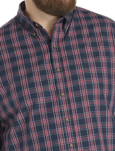 Harbor Bay By Dxl Big & Tall Easy-care Plaid Sport Shirt In Blue