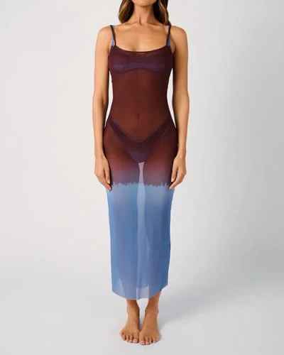 Weworewhat Mesh Scoop Maxi Slip Dress In Purple