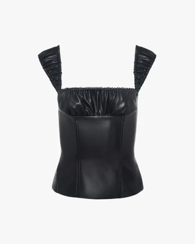 Weworewhat Wide Strap Ruched Cup Corset In Black