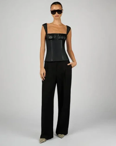 Weworewhat Wide Strap Ruched Cup Corset In Black