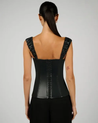 Weworewhat Wide Strap Ruched Cup Corset In Black