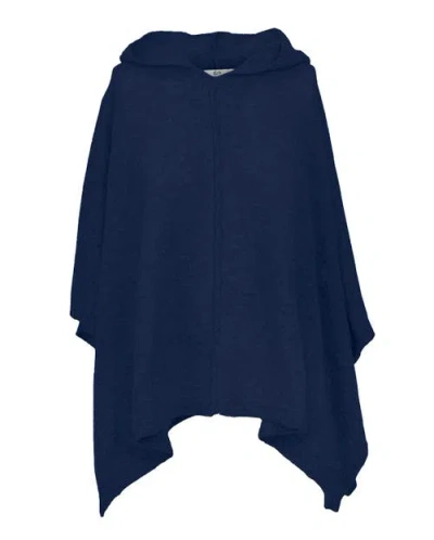 Monticelli Cashmere Pure Cashmere Hoodie Poncho In Blue
