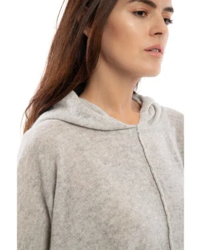 Monticelli Cashmere Pure Cashmere Hoodie Poncho In Gray