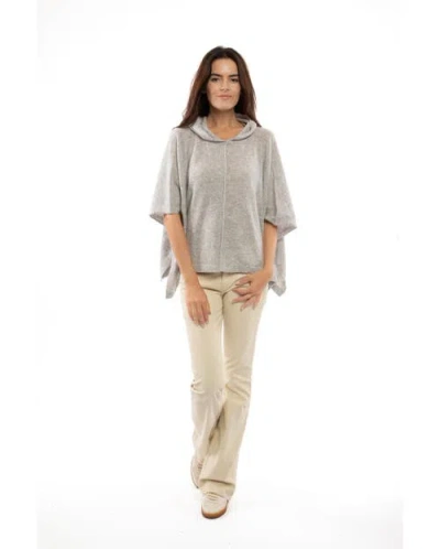 Monticelli Cashmere Pure Cashmere Hoodie Poncho In Gray