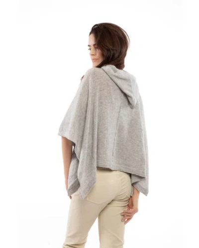 Monticelli Cashmere Pure Cashmere Hoodie Poncho In Gray