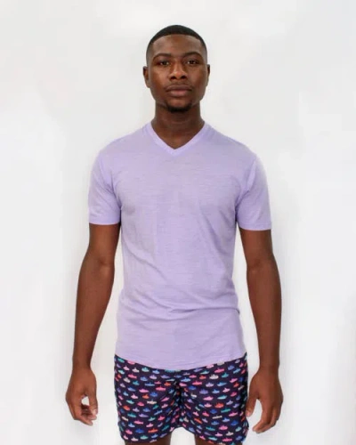 Lords Of Harlech Victor Extra Fine Merino Wool V-neck Shirt In Purple