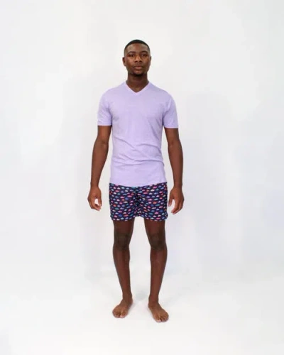 Lords Of Harlech Victor Extra Fine Merino Wool V-neck Shirt In Purple