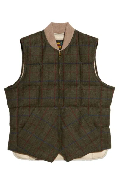 Fortela Wool Check Vest In Green