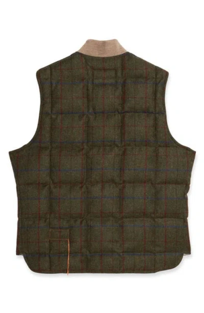 Fortela Wool Check Vest In Green