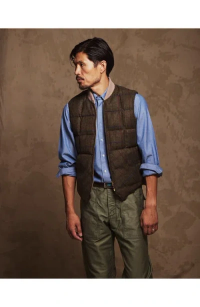 Fortela Wool Check Vest In Green