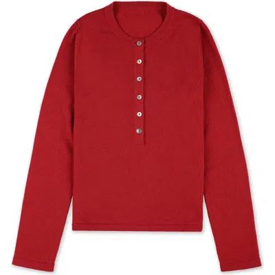 Fortela Lou Cashmere Henley Knit In Red