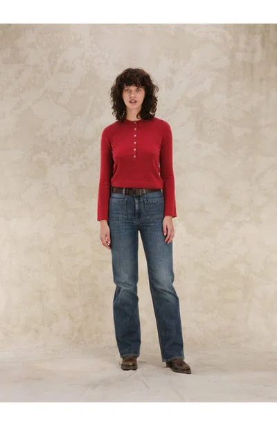 Fortela Lou Cashmere Henley Knit In Red
