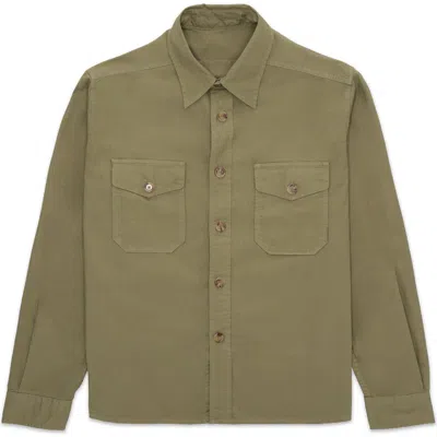 Fortela Kenny Twill Cotton Overshirt In Green