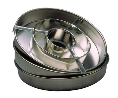 Norpro Checkerboard Cake Pan Set - 4-piece Baking Kit With 3 Nonstick Pans And Batter Divider In Metallic