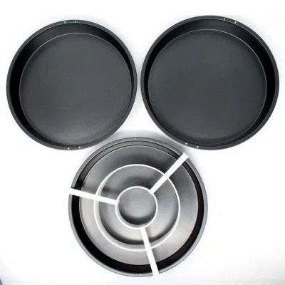 Norpro Checkerboard Cake Pan Set - 4-piece Baking Kit With 3 Nonstick Pans And Batter Divider In Metallic