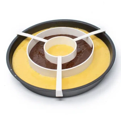 Norpro Checkerboard Cake Pan Set - 4-piece Baking Kit With 3 Nonstick Pans And Batter Divider In Metallic