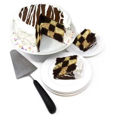 Norpro Checkerboard Cake Pan Set - 4-piece Baking Kit With 3 Nonstick Pans And Batter Divider In Metallic