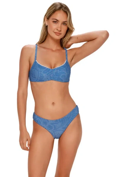 Swim Systems Pom Pom Sylvia Bralette Bikini Swimsuit Top In Blue