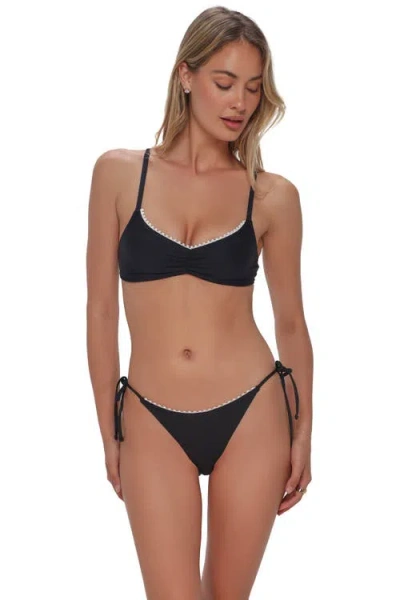 Swim Systems Pom Pom Sylvia Bralette Bikini Swimsuit Top In Black