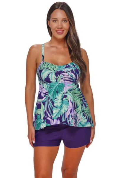 Sunsets Escape Molly Bandeau Tankini Swimsuit Top In Blue