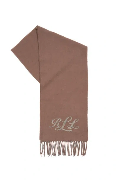 Ralph Lauren Lauren  Beaded Logo Scarf In Brown