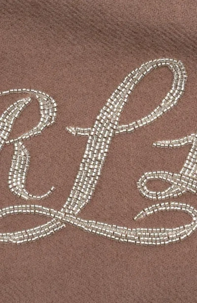 Ralph Lauren Lauren  Beaded Logo Scarf In Brown