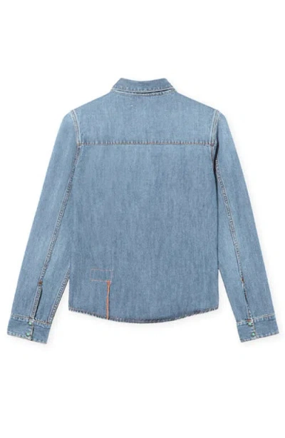 Fortela Brigitte Slim Fit Bleach Wash Denim Shirt In Blue