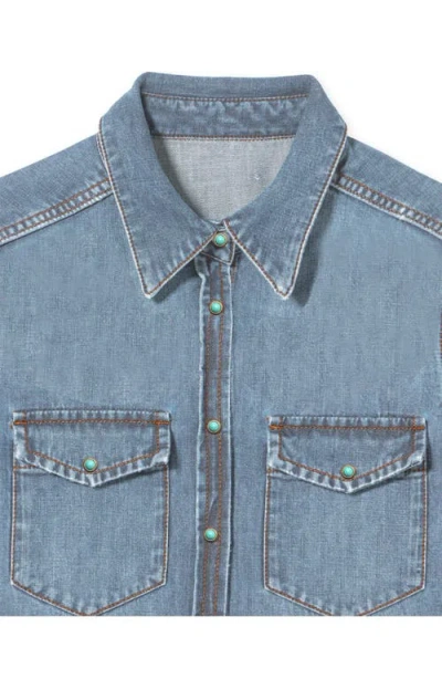 Fortela Brigitte Slim Fit Bleach Wash Denim Shirt In Blue