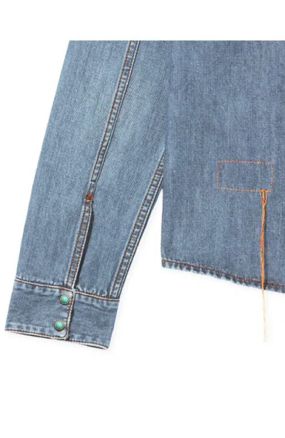 Fortela Brigitte Slim Fit Bleach Wash Denim Shirt In Blue