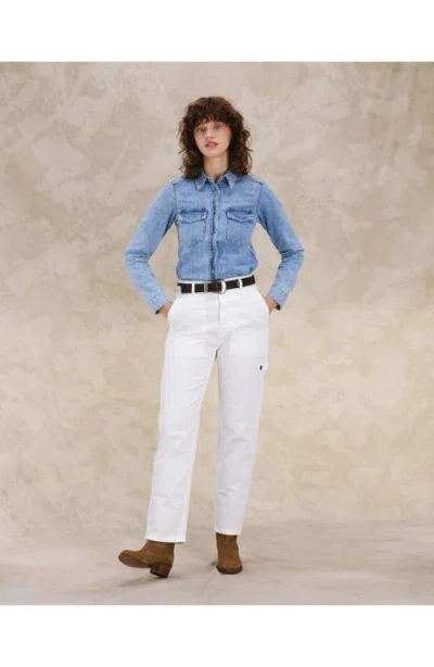 Fortela Brigitte Slim Fit Bleach Wash Denim Shirt In Blue