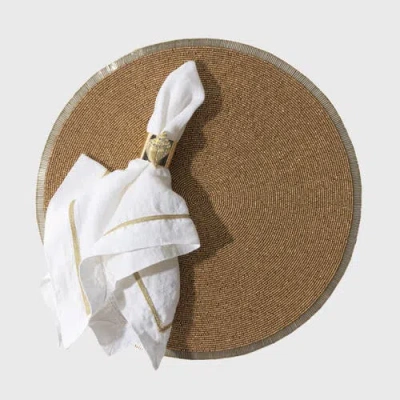 Joanna Buchanan Gold Hand Beaded Placemat In Brown