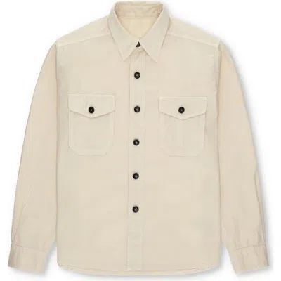 Fortela Kenny Twill Cotton Overshirt In Neutral