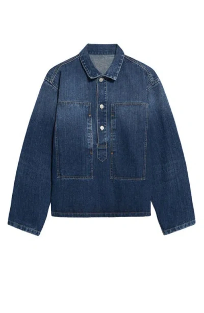 Fortela Fuego Stone Wash Denim Overshirt In Blue