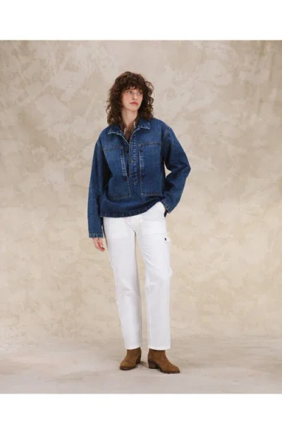 Fortela Fuego Stone Wash Denim Overshirt In Blue