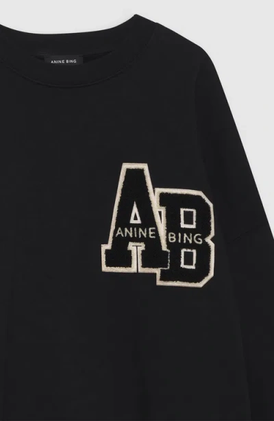 Anine Bing Miles Letterman Oversized Sweatshirt In Black